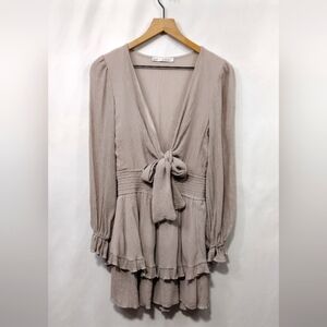 Saints Secrets Tie-Front Babydoll Dress Women's S Gray Retro 90s Y2K Casual